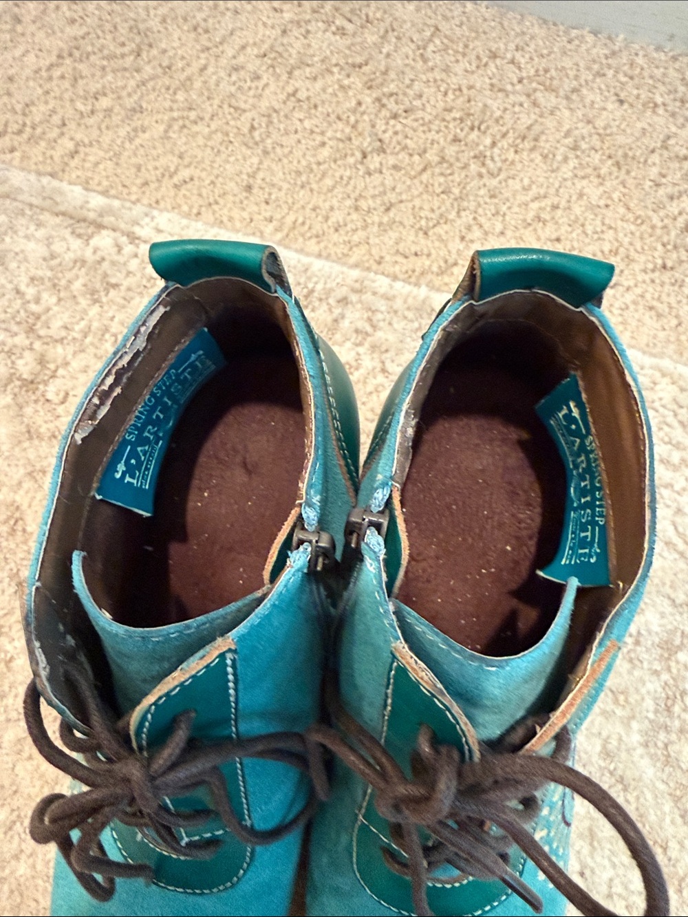 L’Artiste by Spring Step Size 36 US 5.5-6 Rare Westminster Wedge Booties teal - Picture 17 of 17